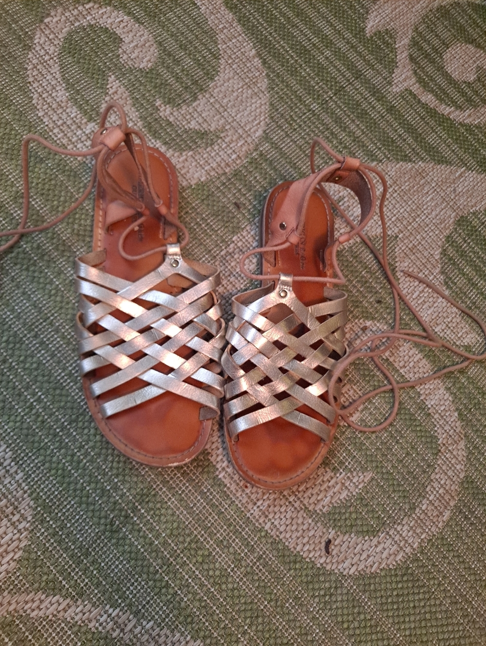 American Eagle Outfitters Metallic Gold Woven Gladiator Sandals